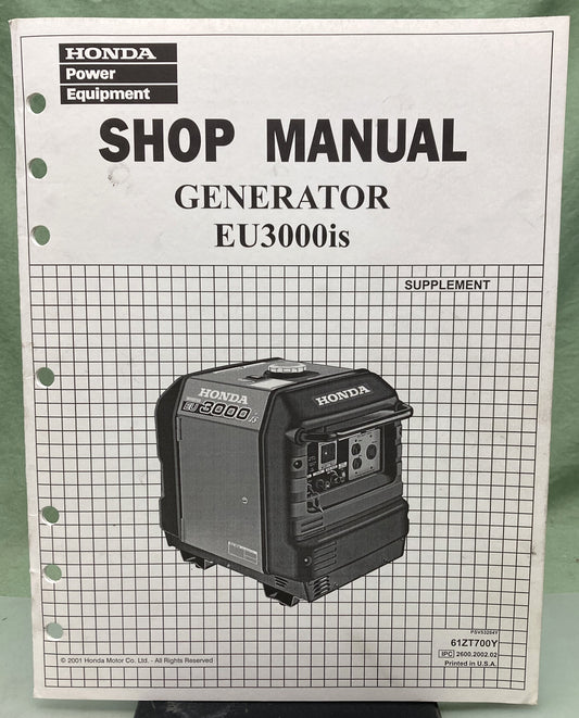 Genuine Honda 61ZT700Y EU3000is Generator Supp. Shop Manual 2001