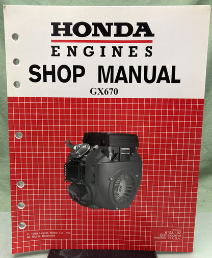 Genuine Honda 61ZJ110Z GX670 Generator Shop Manual 1999