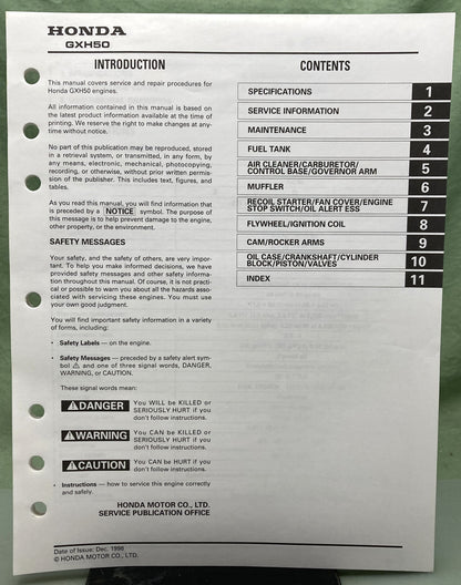 Genuine Honda 61ZM700 GXH50 Shop Manual 1998