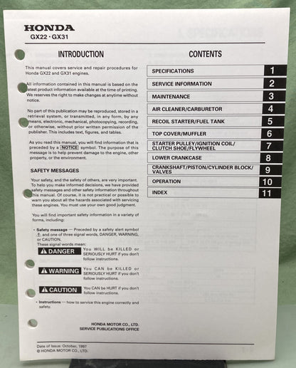Genuine Honda 61ZM300 GX22/31 Shop Manual 1997