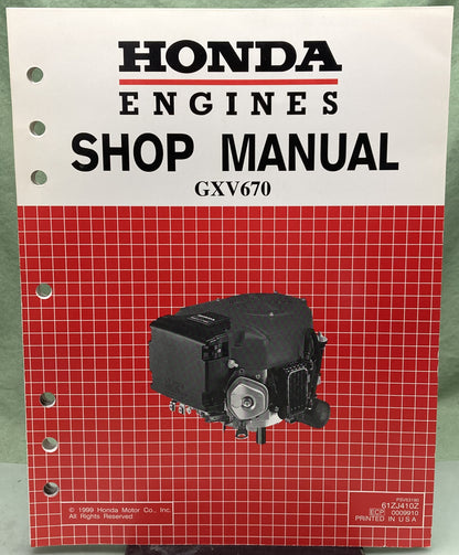 Genuine Honda 61ZJ410Z GXV670 Shop Manual 1999