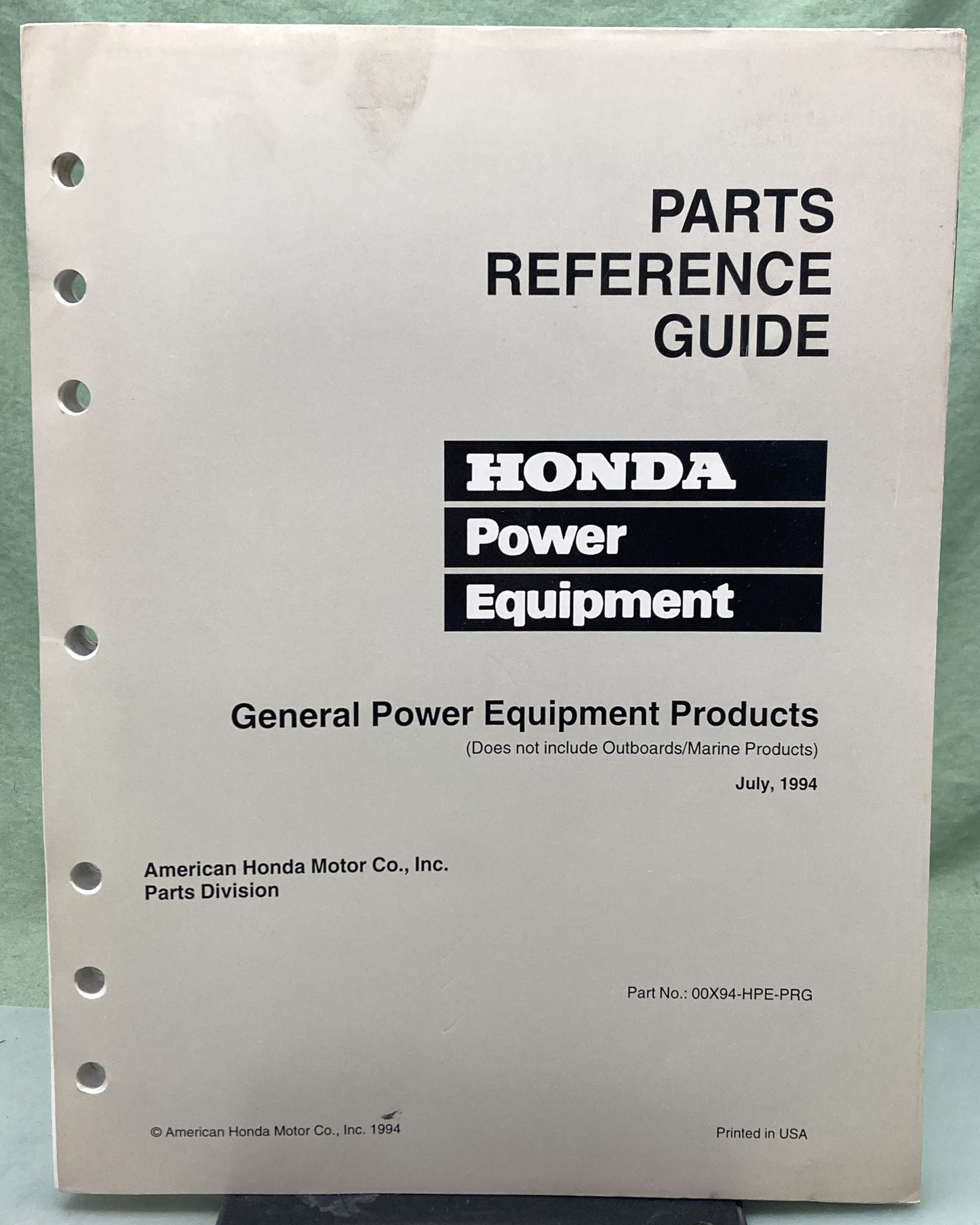 Genuine Honda 00X94-HPE-PRG Honda Power Equipment Parts Reference Guide 1994