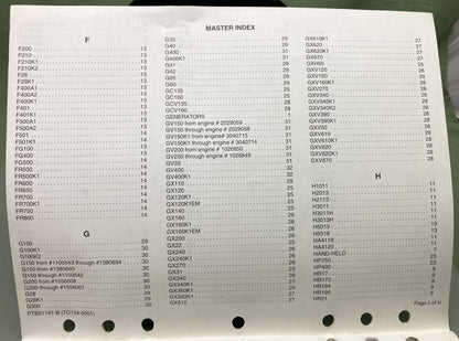Genuine Honda PTB51141-B Engine Specifications Service Bulletin 2000