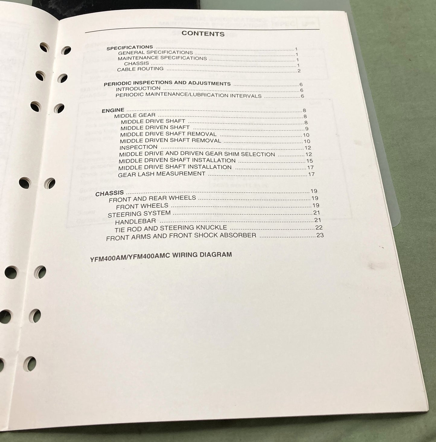 Genuine Yamaha LIT-11616-13-39 YFM400AM(C) Kodiak Supp. Service Manual 1999