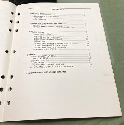 Genuine Yamaha LIT-11616-13-39 YFM400AM(C) Kodiak Supp. Service Manual 1999