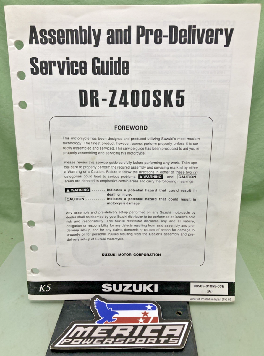 GENUINE SUZUKI 99505-01055-03E DR-Z400SK5 ASSY AND PRE-DELIVERY SERVICE GUIDE 04
