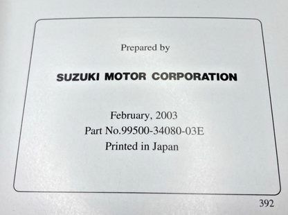 GENUINE SUZUKI 99500-34080-03E AN400 SERVICE MANUAL 2003