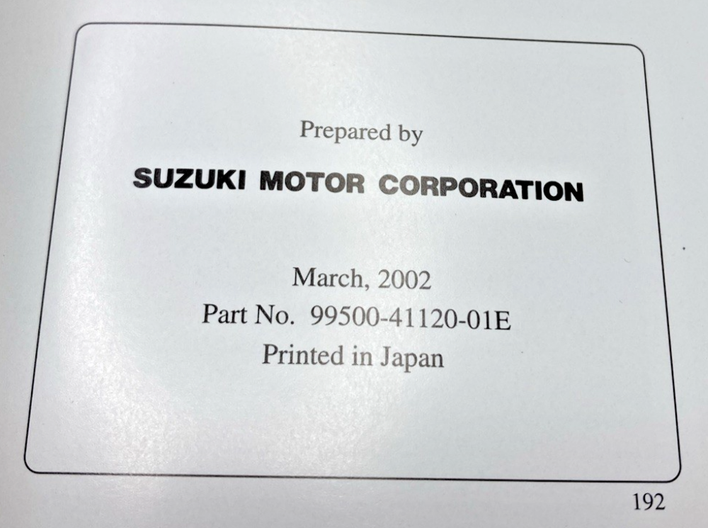 GENUINE SUZUKI 99500-41120-01E DR-Z125/L SERVICE MANUAL 2002