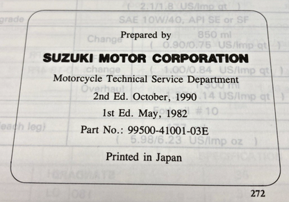 GENUINE SUZUKI 99500-41001-03E DR125 SERVICE MANUAL 1990
