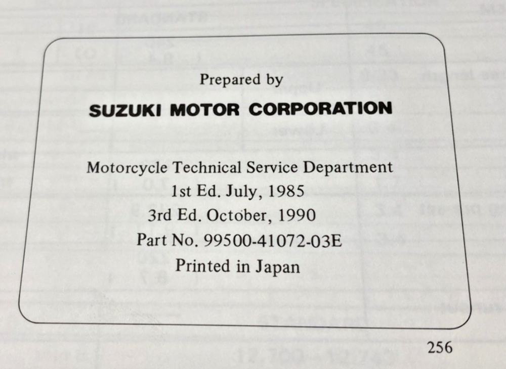 GENUINE SUZUKI 99500-41072-03E SP200 SERVICE MANUAL 1990