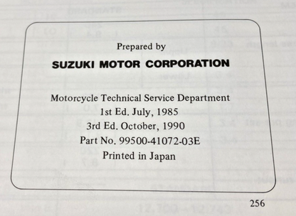 GENUINE SUZUKI 99500-41072-03E SP200 SERVICE MANUAL 1990