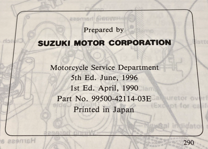 GENUINE SUZUKI 99500-42002-03E DR250 SERVICE MANUAL 1990