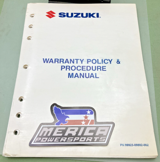 GENUINE SUZUKI 99923-09882-002 WARRANTY POLICY & PROCEDURE MANUAL