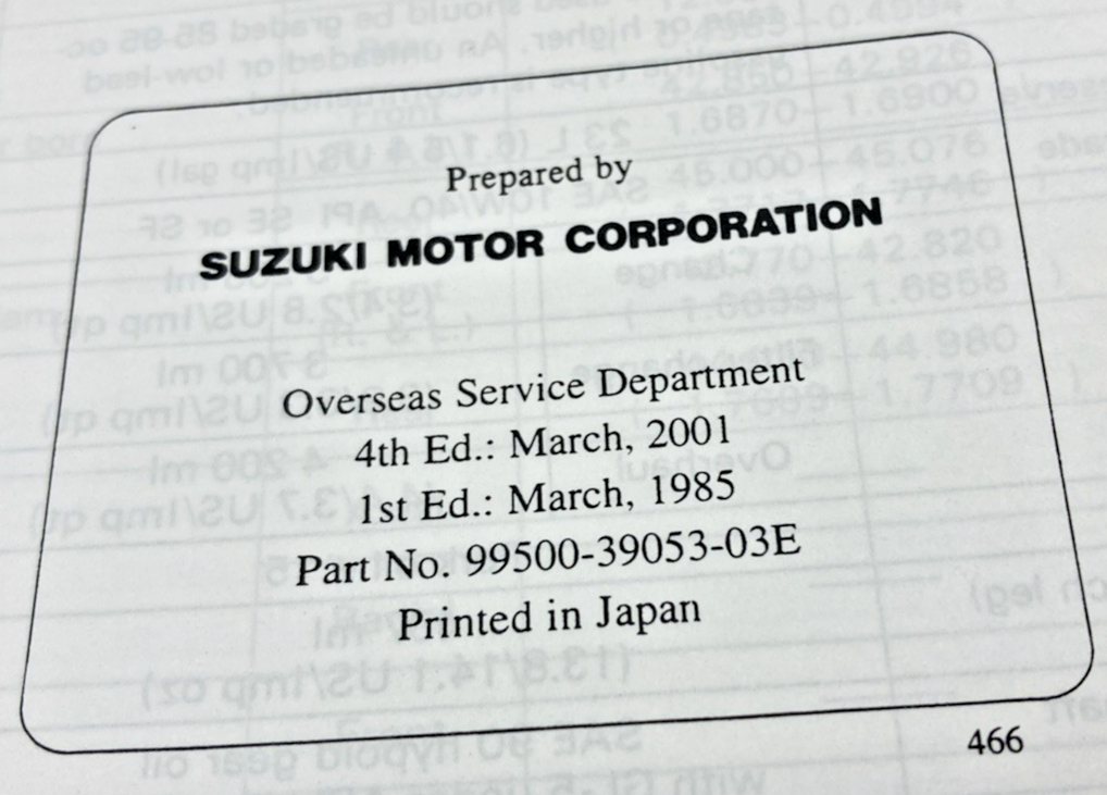 GENUINE SUZUKI 99500-39053-03E GV1400 SERVICE MANUAL 1990