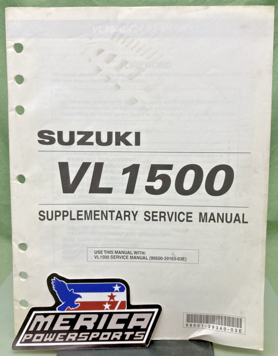 GENUINE SUZUKI 99501-39340-03E VL1500 SUPPLEMENTARY SERVICE MANUAL 2001