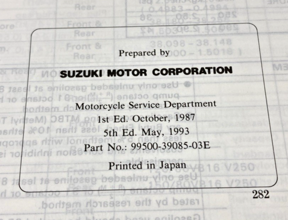 GENUINE SUZUKI 99500-39085-03E KATANA 1100 SERVICE MANUAL 1990