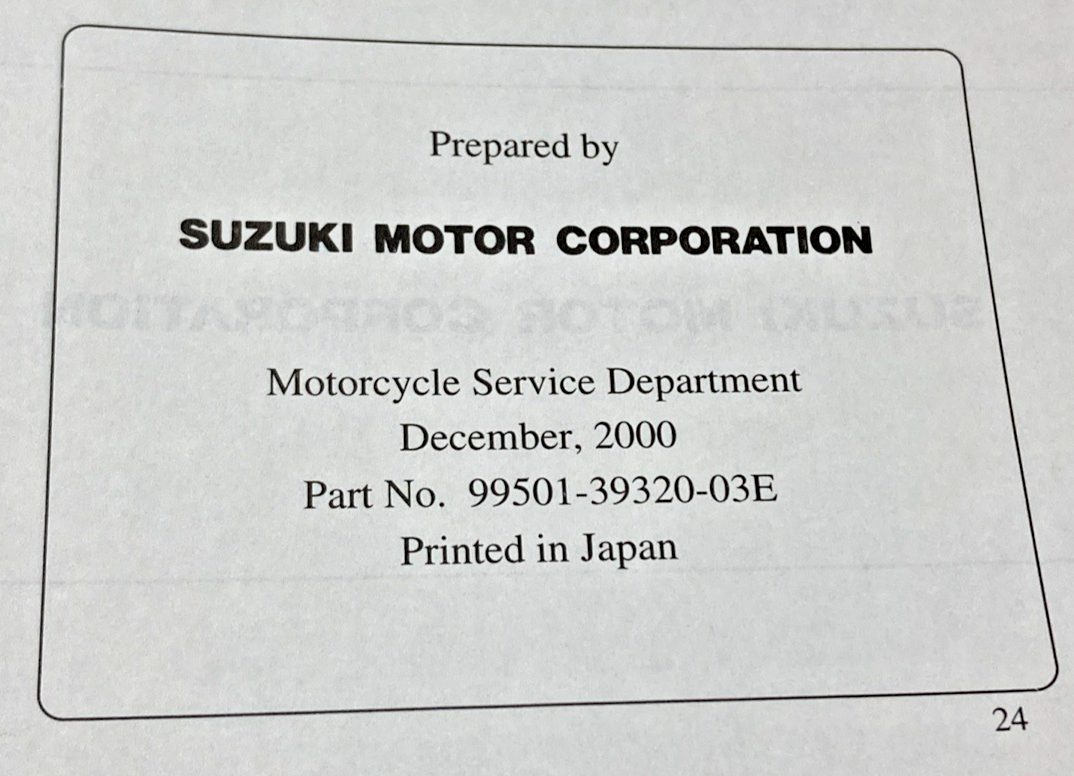 GENUINE SUZUKI 99501-39320-03E GSF1200 SUPPLEMENTARY SERVICE MANUAL 2000