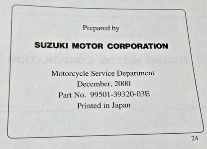 GENUINE SUZUKI 99501-39320-03E GSF1200 SUPPLEMENTARY SERVICE MANUAL 2000