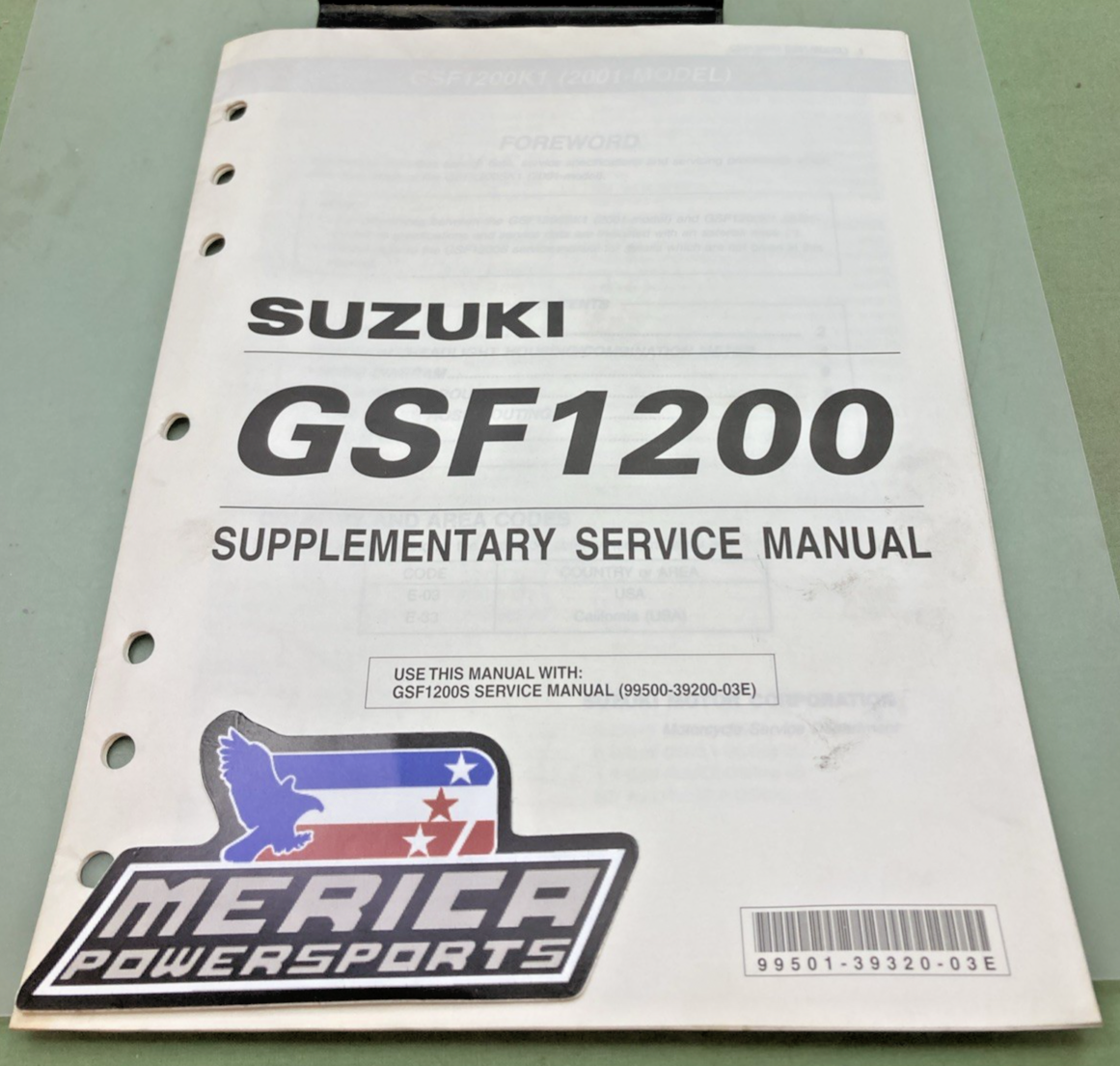 GENUINE SUZUKI 99501-39320-03E GSF1200 SUPPLEMENTARY SERVICE MANUAL 2000