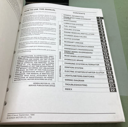 Genuine Honda 61MZ700 VFR750F Service Manual 1997