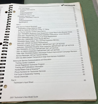 Genuine Honda S1717 Technician's New Model Guide 2001