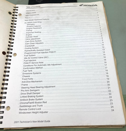 Genuine Honda S1717 Technician's New Model Guide 2001