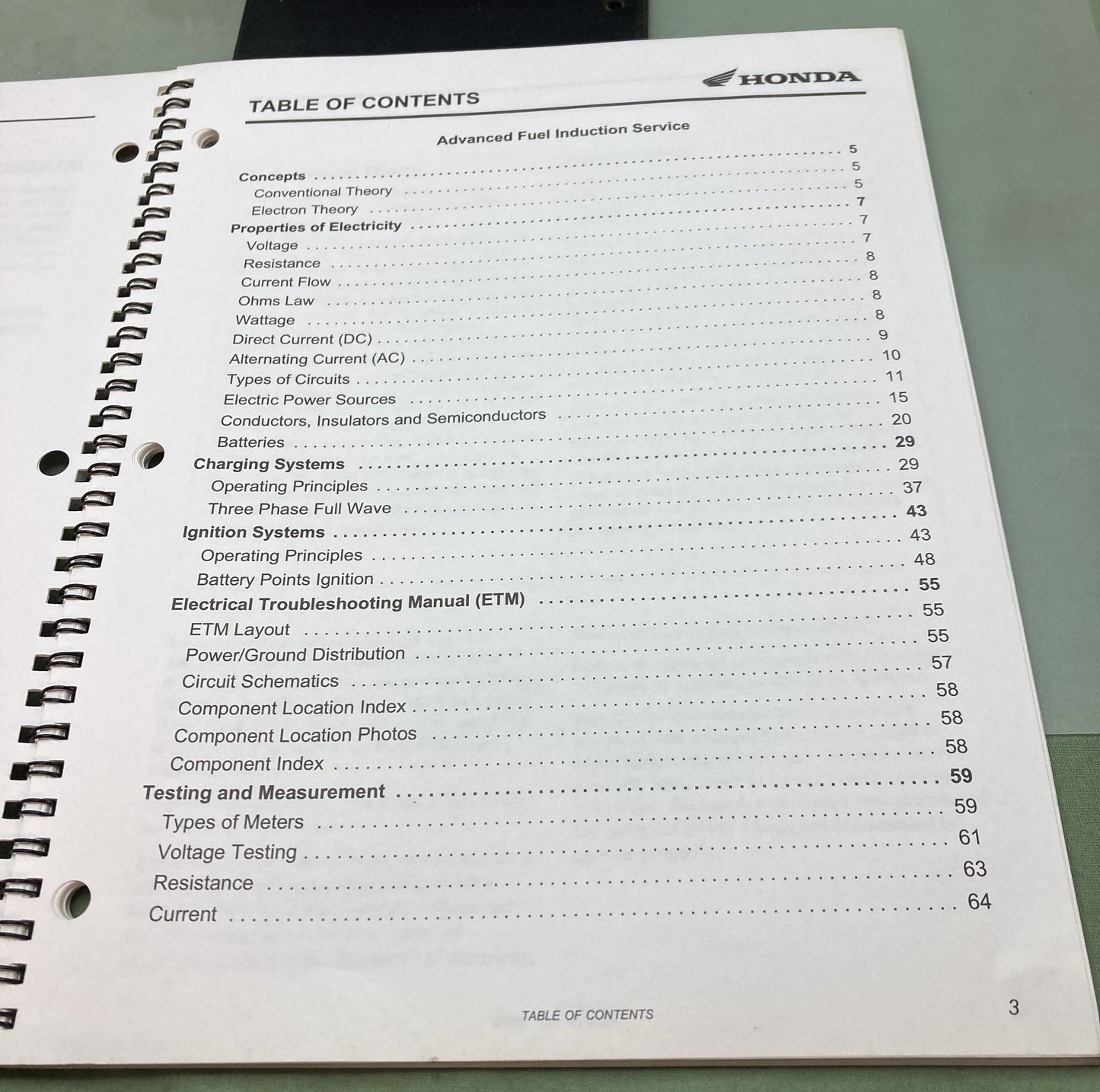 Genuine Honda S1101 Electrical Service Resource Guide 2002