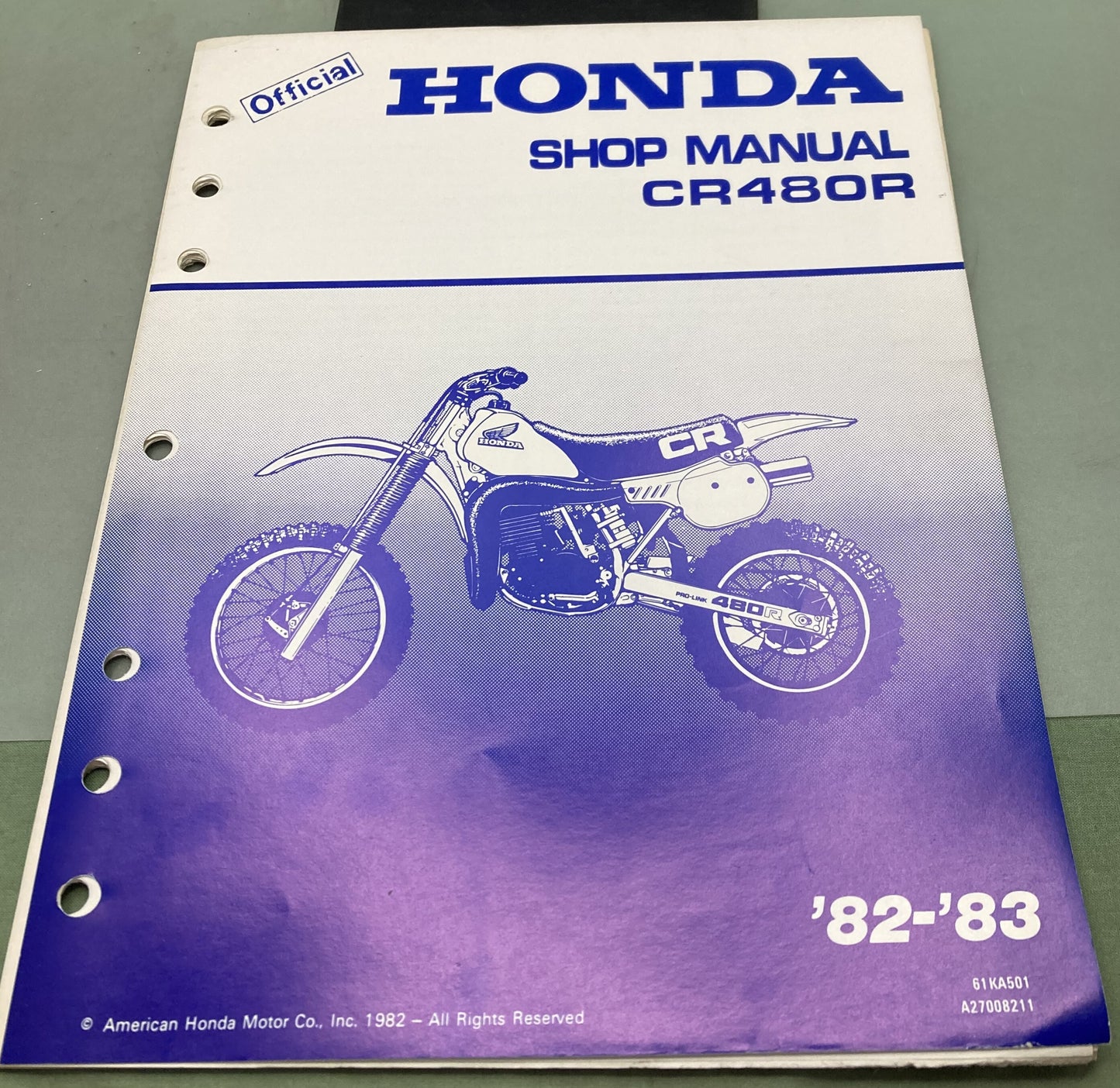 Genuine Honda 61KA501/61KA500 CR480R Shop Manual and Addendum 1982-1983