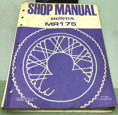 Genuine Honda 6137303 MR175 Shop Manual 1977