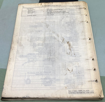 Genuine Honda 6137303 MR175 Shop Manual 1977