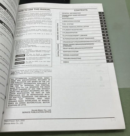 Genuine Honda 61GEL53 CRF50F Service Manual 2004-2007