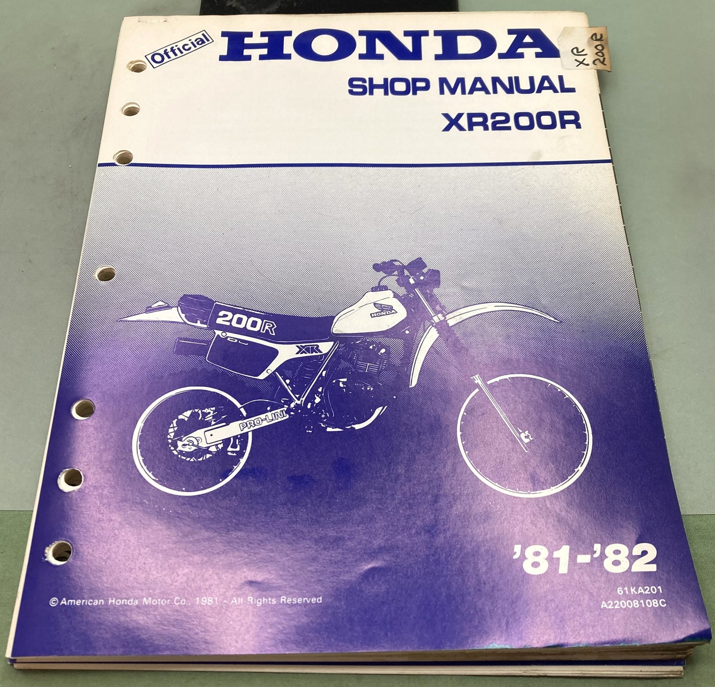 Genuine Honda 61KA202 XR200R Shop Manual 1981-1983