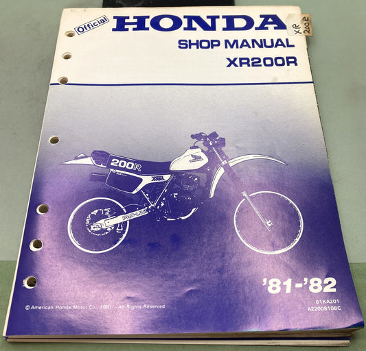 Genuine Honda 61KA202 XR200R Shop Manual 1981-1983