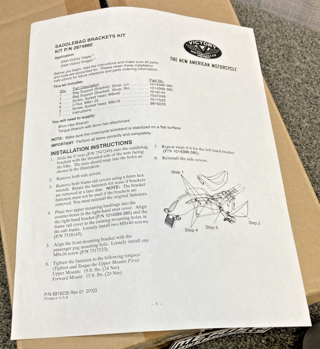 New Genuine Polaris 2874860-067 Saddlebag Bracket Kit