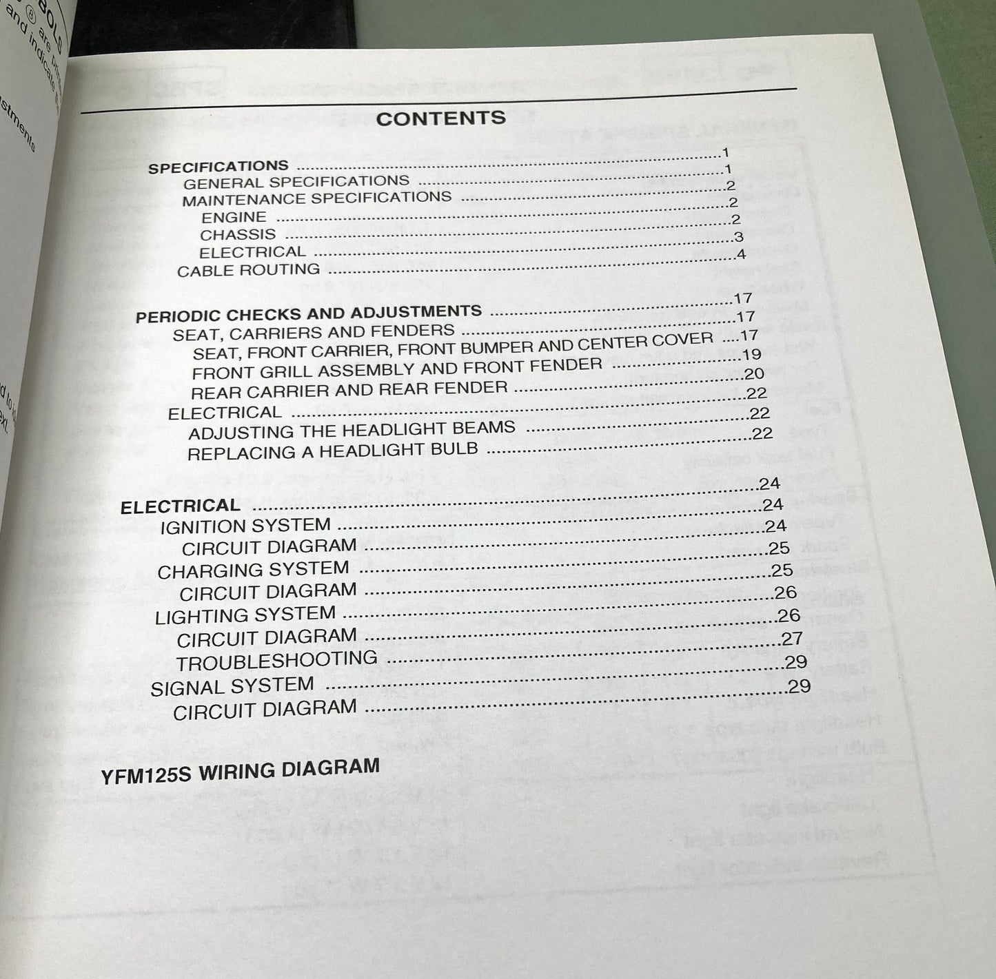Genuine Yamaha LIT-11616-17-56 YFM125S Supp. Service Manual 2004