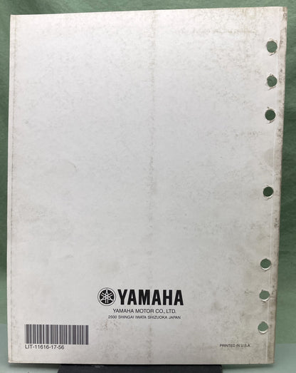 Genuine Yamaha LIT-11616-17-56 YFM125S Supp. Service Manual 2004