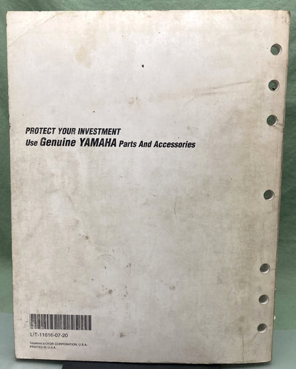 Genuine Yamaha LIT-11616-07-20 YFS200 U-A Service Manual 1990