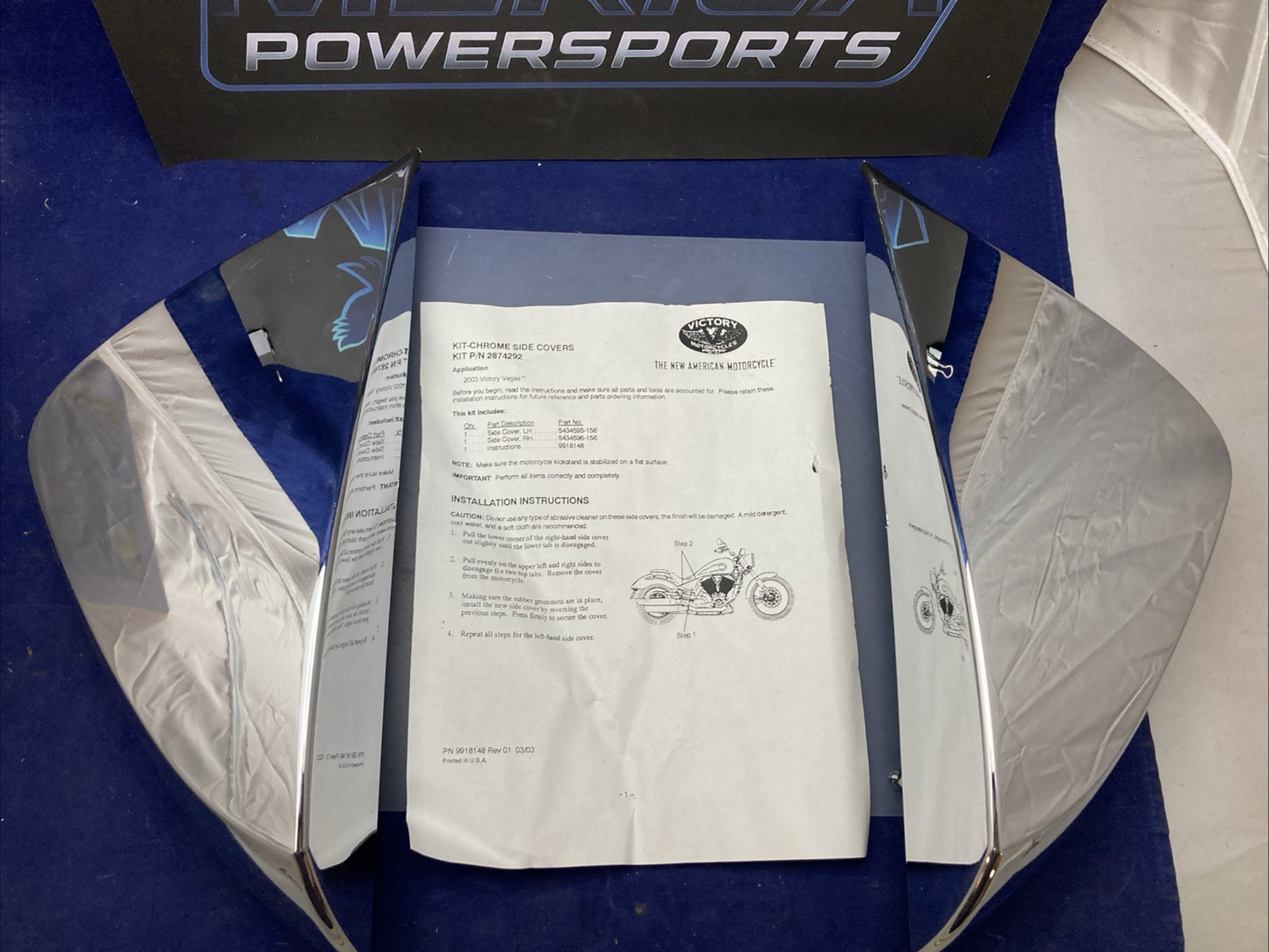 QTY 2 NEW GENUINE VICTORY 2874292 SIDE COVERS CHROME