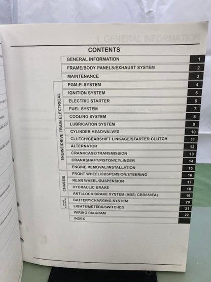 Honda 61MJE00 CBR650F/FA Service Manual '14-'16 Genuine