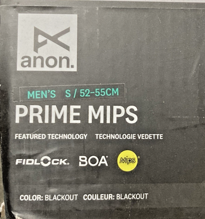 New Genuine Anon Men's Helmet Prime Mips S/52-55cm Black