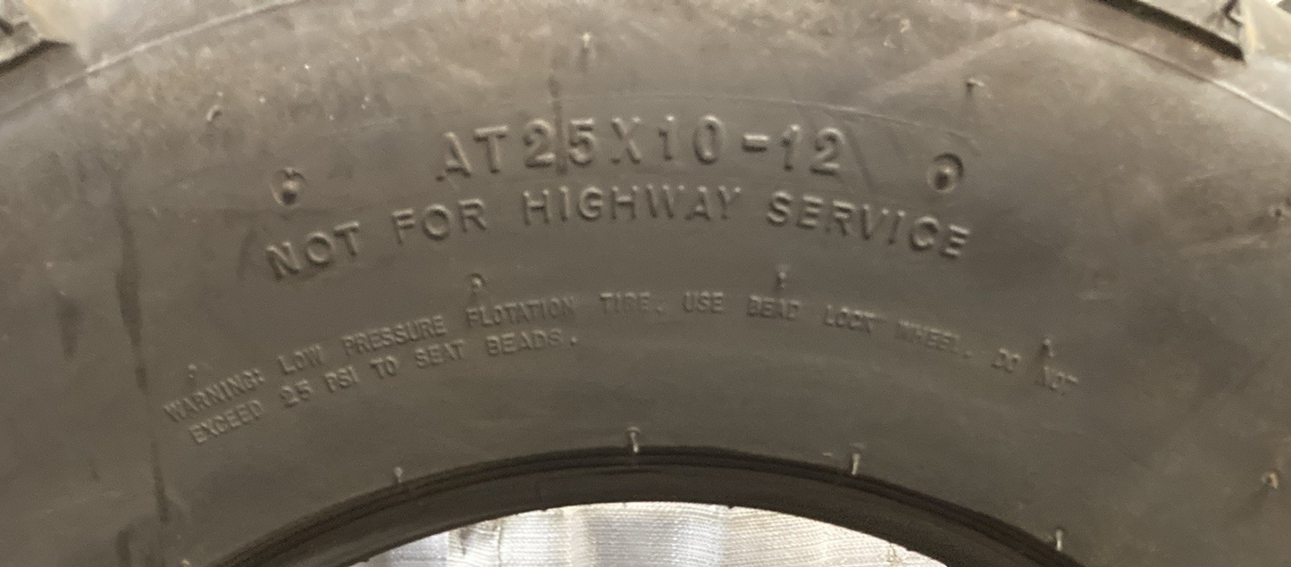 NEW GENUINE CARLISLE AT489 25X10-12 TL 4 PLY ATV TIRE