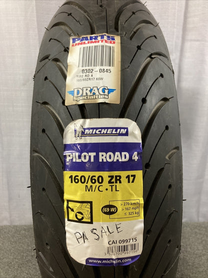NEW MICHELIN PILOT ROAD 4 160/60 ZR 17 69W REAR MOTORCYCLE TIRE CAI 099715