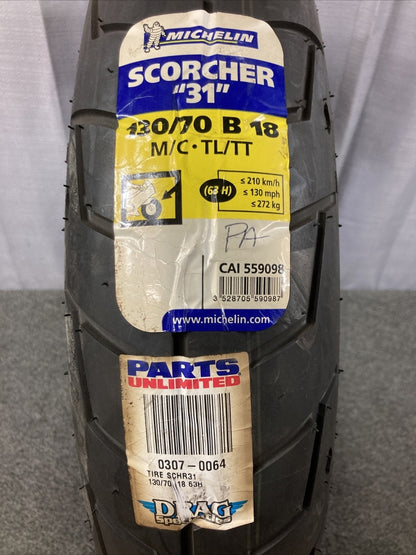 NEW MICHELIN SCORCHER "31" 130/70 B 18 63H FRONT MOTORCYCLE TIRE CAI559098