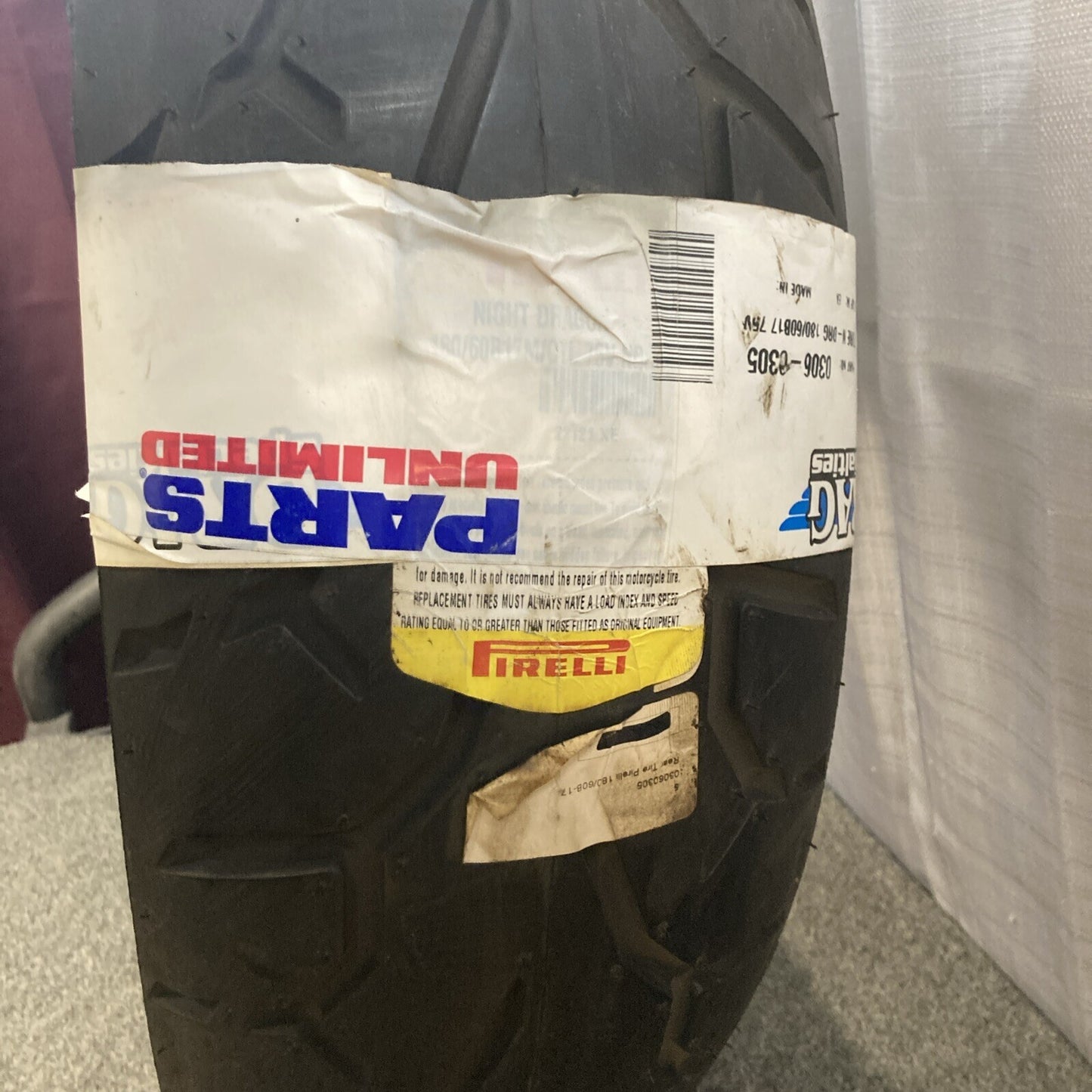 NEW GENUINE PIRELLI 1773000 180/60B17 M/C 75V NIGHT DRAGON REAR TIRE