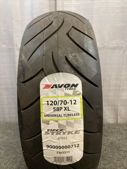 NEW AVON AM63 VIPER STRYKE 120/70-12 58P XL TL UNIVERSAL SCOOTER TIRE