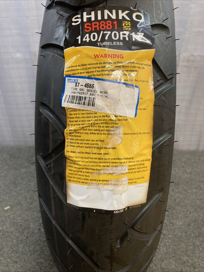 NEW SHINKO SR881 140/70R17 66V REAR TL MOTORCYCLE TIRE