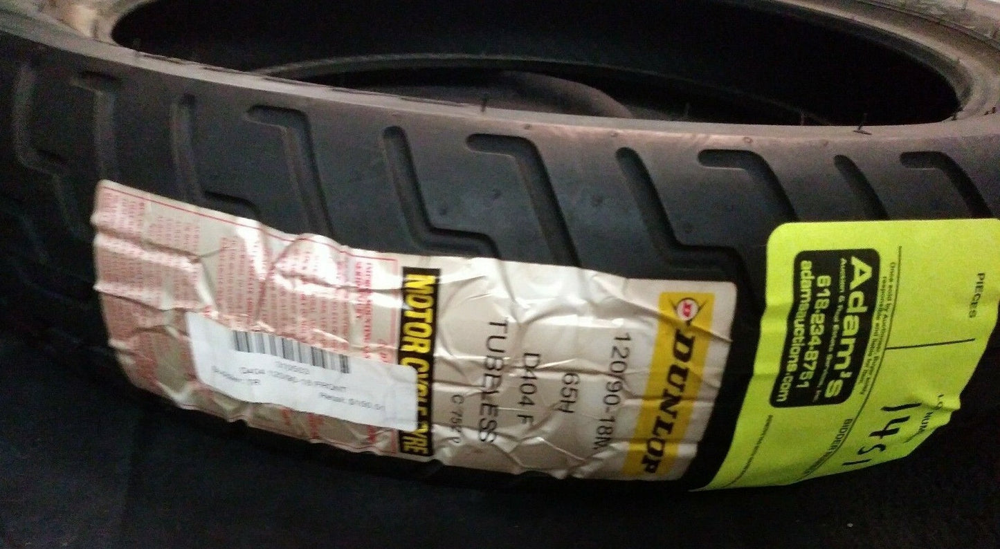 NEW Dunlop D404 / 120/90-18W / 65H / Tubeless Tire / Motorcycle / Front