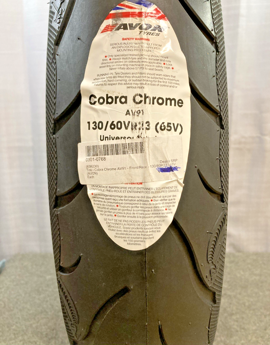 NEW GENUINE AVON COBRA CHROME 130/60VR23 M/C 65V TL AV91 FRONT MOTORCYCLE TIRE
