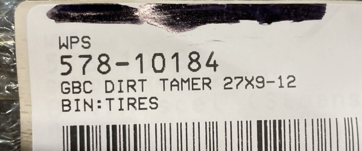NEW GBC 578-10184 AR122936 DIRT TAMER A/T F/R 27X9-12 6-ply Tubeless Utv Tire