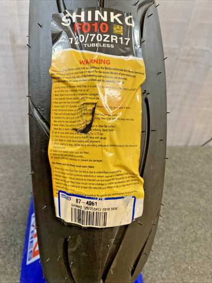 NEW SHINKO APEX F010 120/70ZR17 M/C 58W TL FRONT MOTORCYCLE TIRE